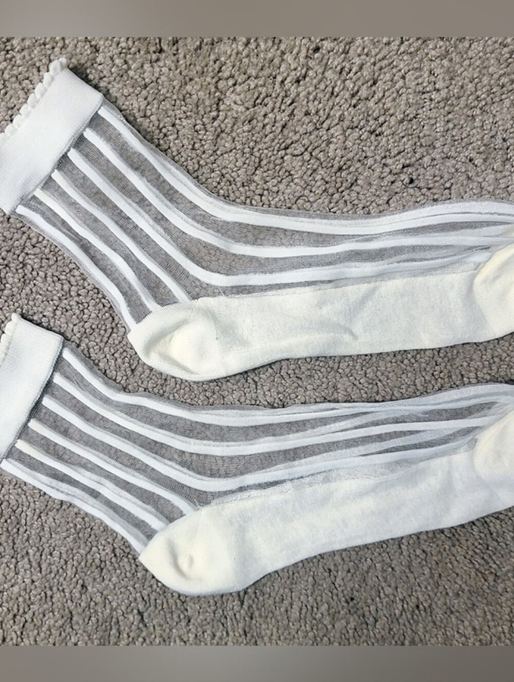 NWOT - White Transparent Striped Contrast Women's Socks